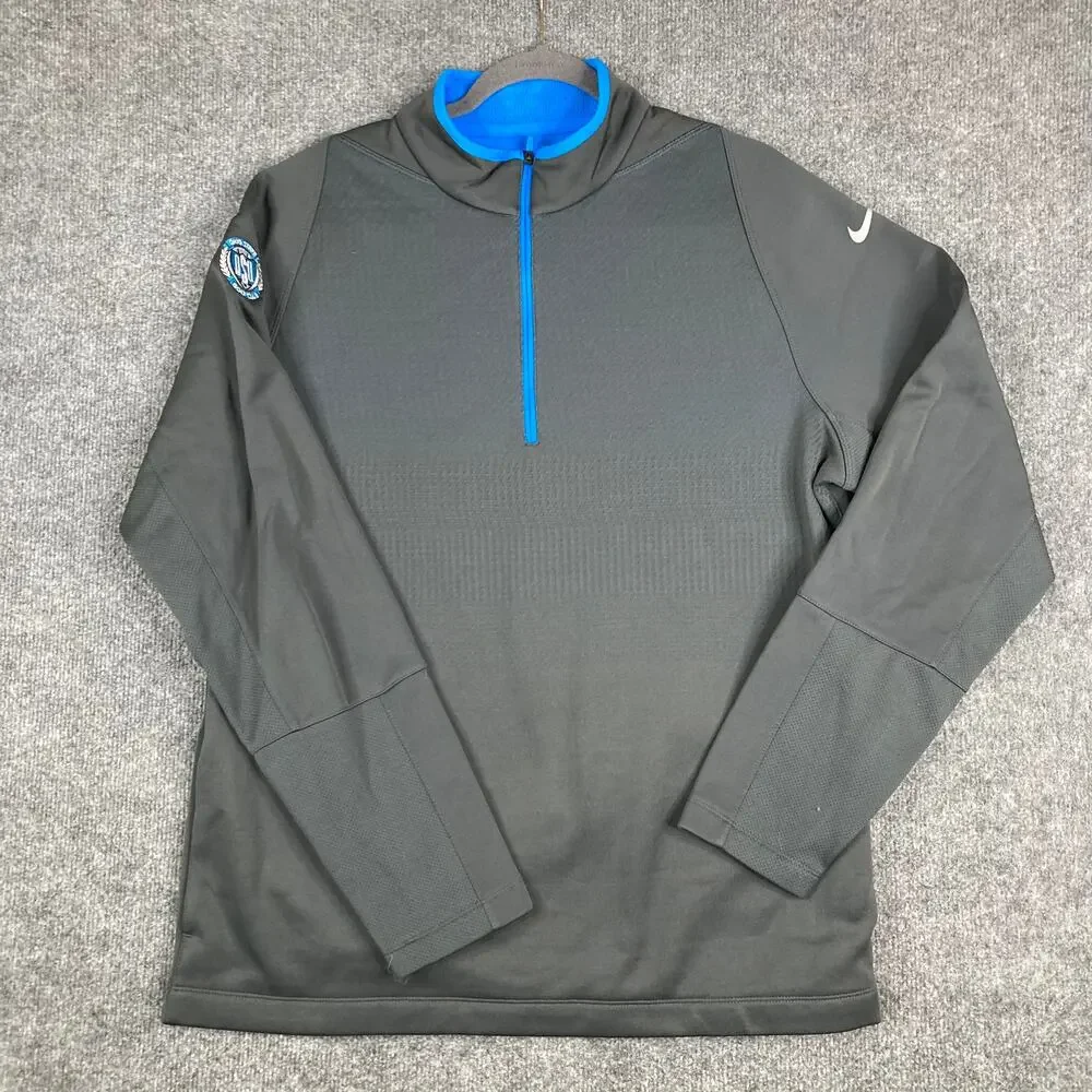 Nike Golf Therma‎ Fit 1/4 Zip Pullover Mens L Gray Blue Tour Performance